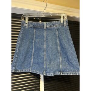 H&M Divided Denim Skirt Womens 4 Blue Button Front A-Line Mini Casual Classic